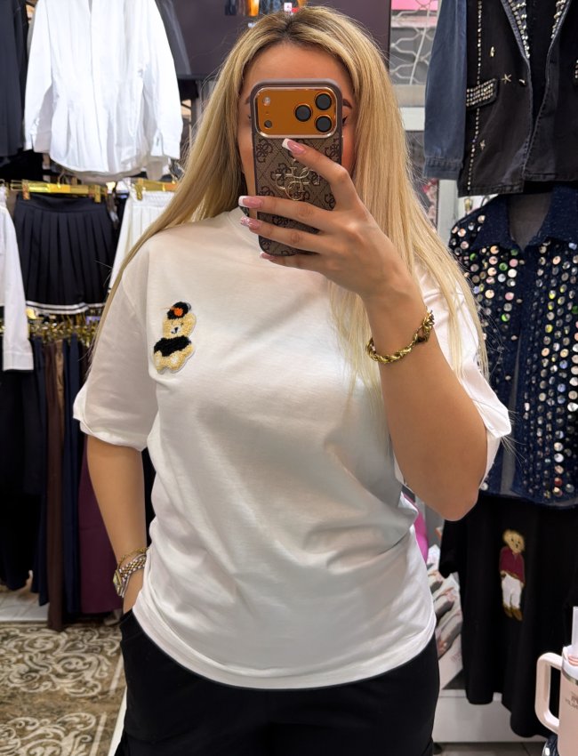 Beyaz Teddy Tshirt