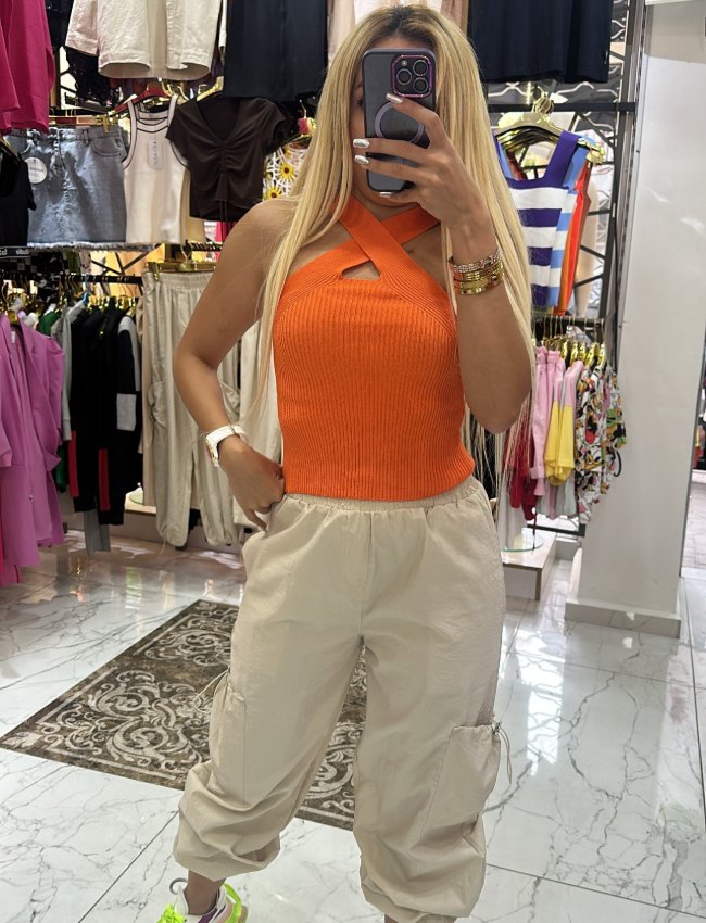 Krem Paraşüt Pantolon