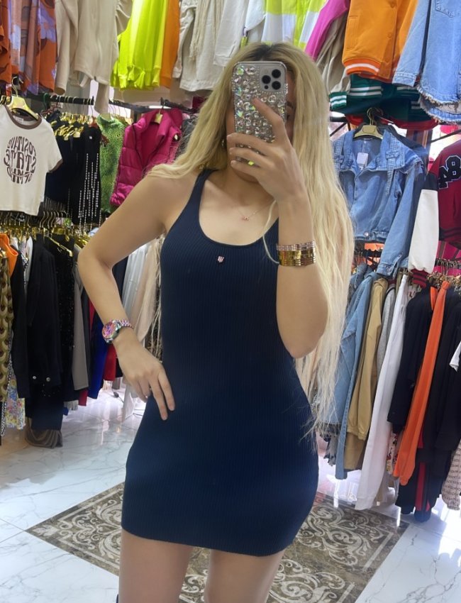 Lacivert Triko Elbise