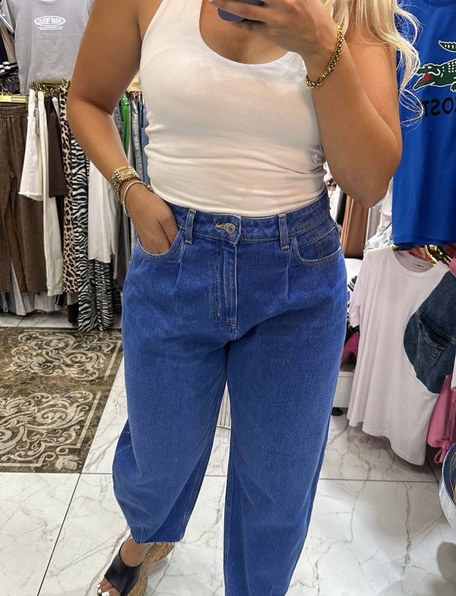 Mavi koyu renk jean