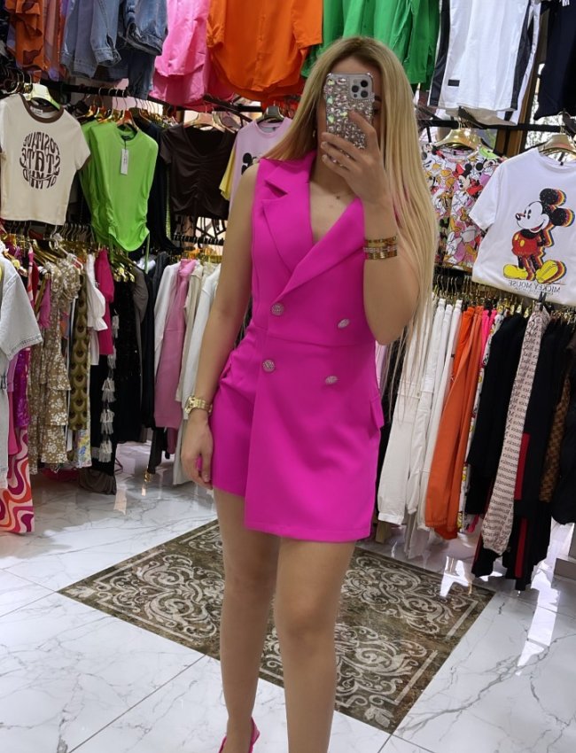 Pembe Şort Ceket Elbise