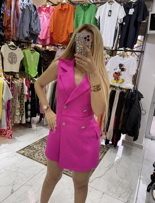 Pembe Şort Ceket Elbise