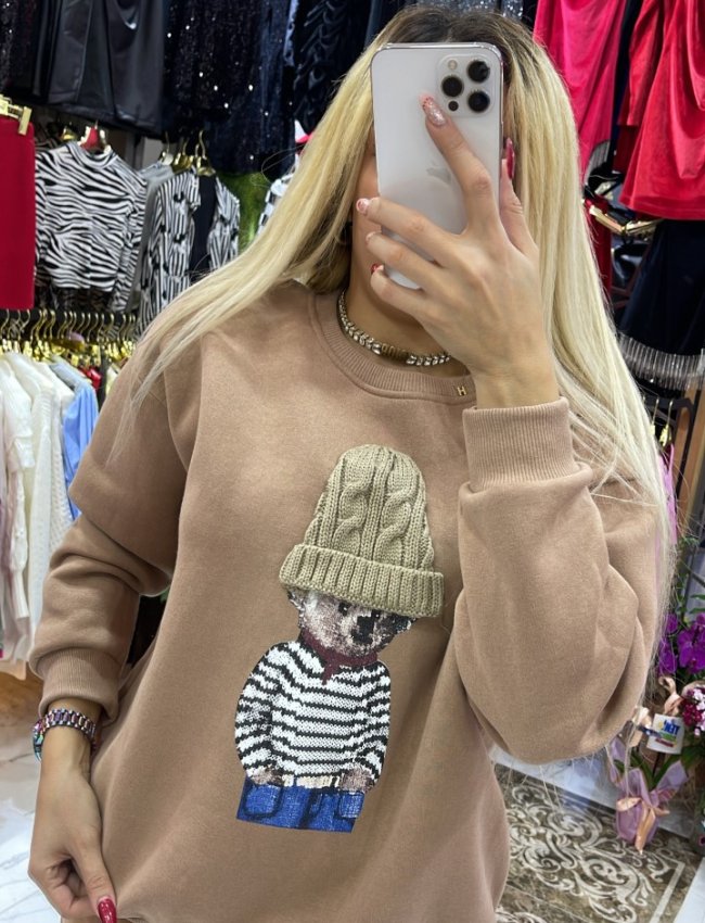 Şapkalı Teddy Sweatshirt