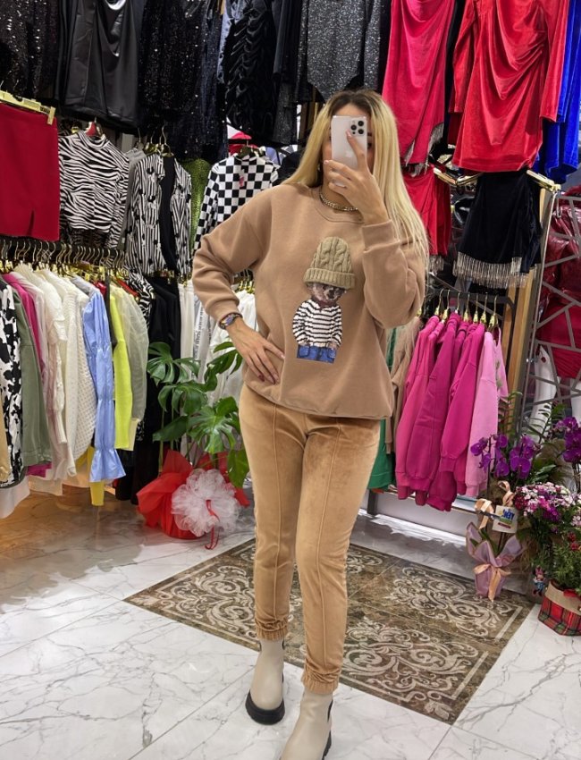 Şapkalı Teddy Sweatshirt