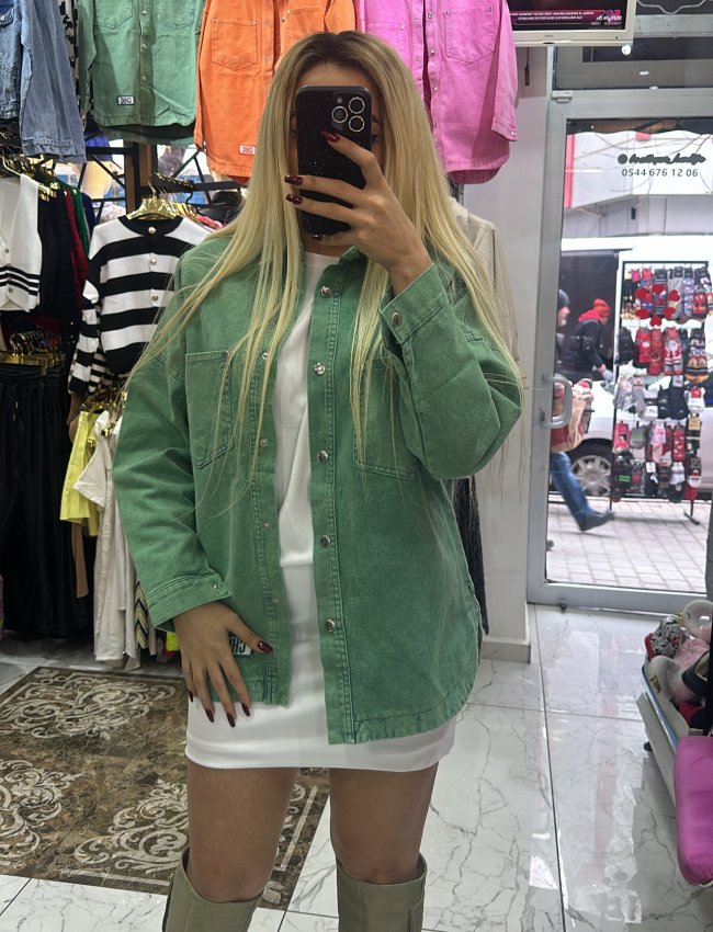 Taşlamali Jean Gömlek