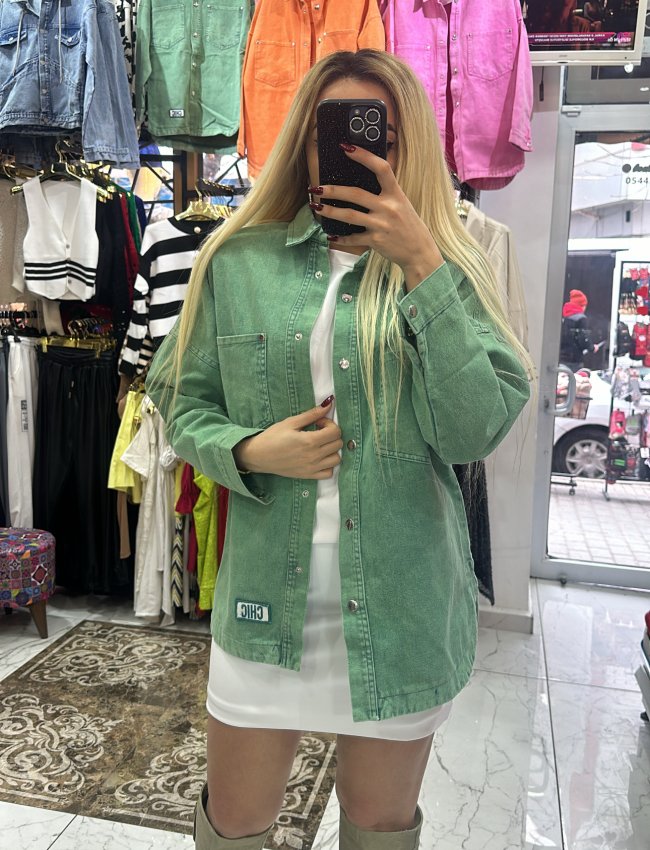 Taşlamali Jean Gömlek