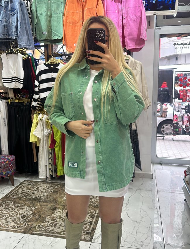 Taşlamali Jean Gömlek