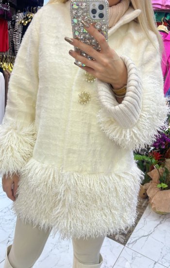 Krem Angora Kürk Standart Beden