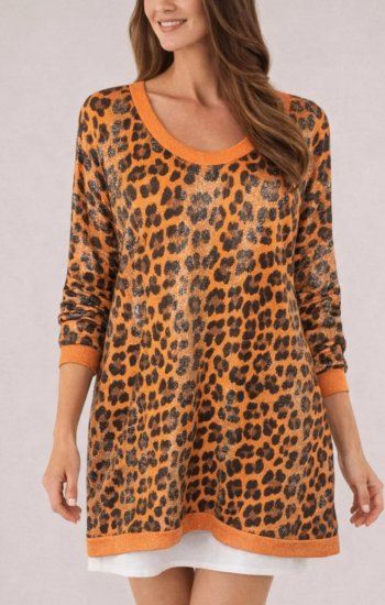 Turuncu leopar ithal kazak